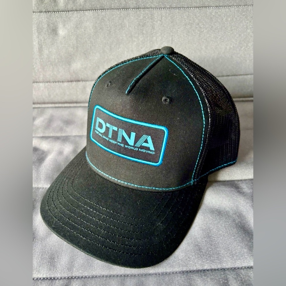 Men’s DTNA Black Trucker Hat with Teal Contrast
